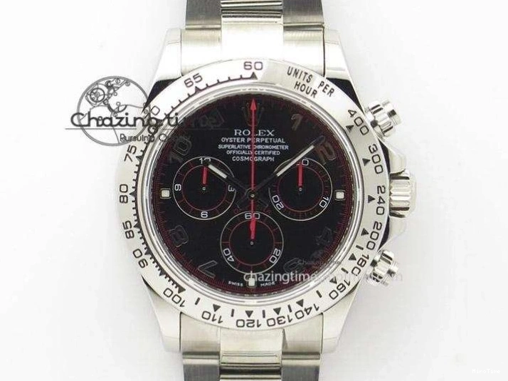 MiroTime 0316 SmartChoice Daytona 116519LN JH Best Edition Black Dial Crystal Markers On Rubber Strap A4130 (Free XS Rubber Strap) 3558